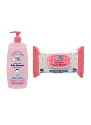Cool & Cool 500ml Shampoo for Babies, with 80 Sheets Wipes, Pink
