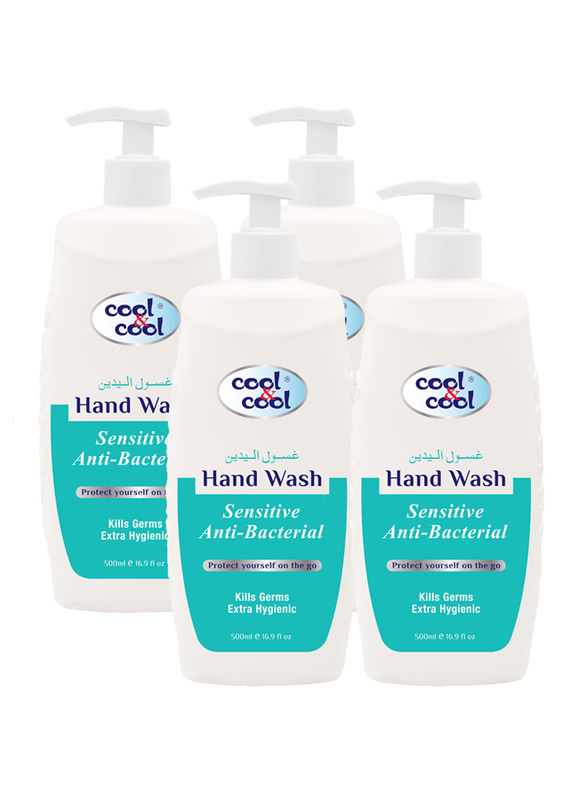 Cool & Cool Sensitive Anti-Bacterial Hand Wash, 500ml, 4 Pieces