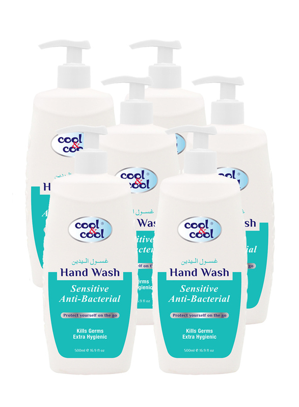 Cool & Cool Sensitive Anti-Bacterial Hand Wash, 500ml, 6 Pieces