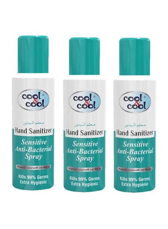Cool & Cool Sensitive Hand Sanitizer Spray, 200ml, 3 Pieces
