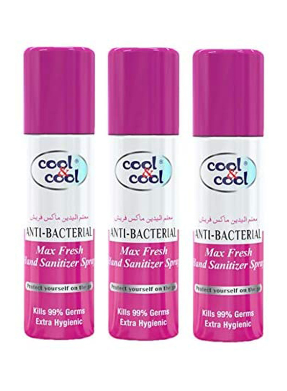 Cool & Cool Max Fresh Hand Sanitizer Spray, 60ml, 3 Pieces