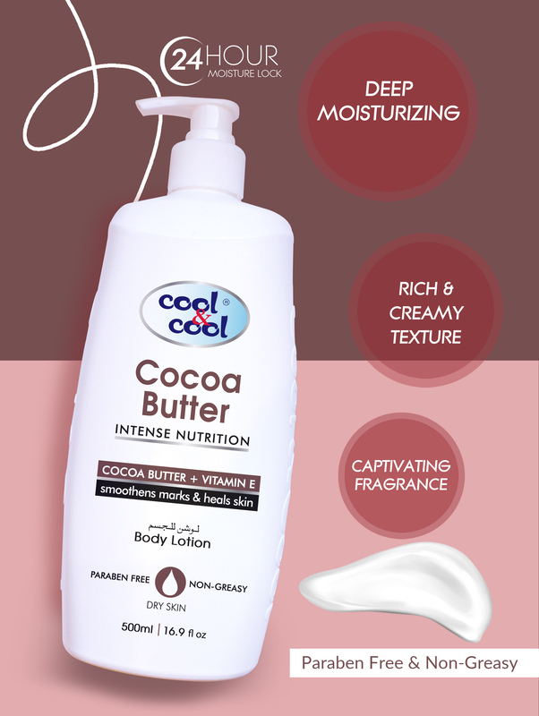 Cool & Cool Cocoa Butter Body Lotion Set, 500ml + 250ml, 2-Pieces