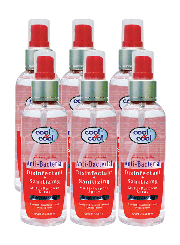 Cool & Cool Disinfectant Multi Purpose Spray, 6 Bottles x 100ml
