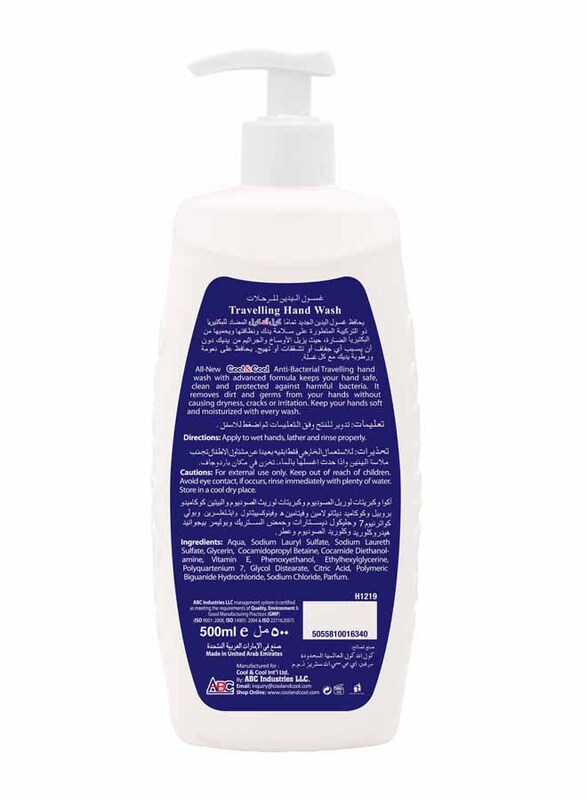 Cool & Cool Travelling Anti-Bacterial Hand Wash, 500ml, 2 Pieces