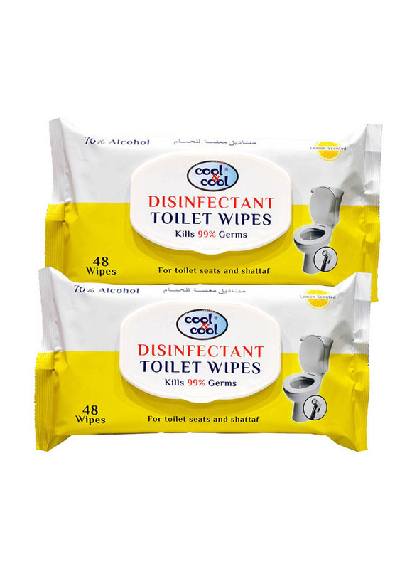 Cool & Cool  Disinfectant Toilet Wipes, 2 Pack x 48 Sheets