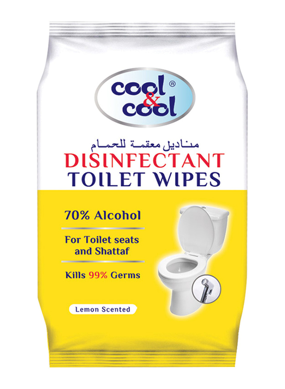 Cool & Cool Disinfectant Toilet Wipes, 20 Sheets