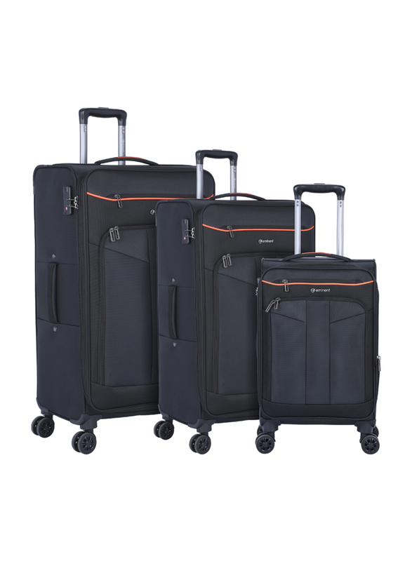 

Eminent 3-Piece Soft Polyester Lightweight Travel Luggage Trolley Bag Set with 4 Double Spinner Wheeled Suitcase & 3 Digit TSA Lock, E788SZ, Unisex, B