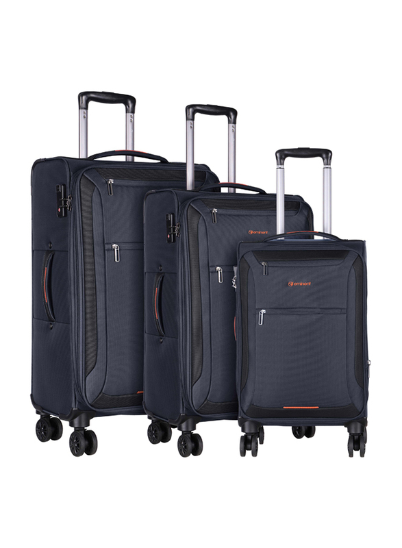 

Eminent 3-Piece Soft Polyester Lightweight Travel Luggage Trolley Bag Set with Expandable 4 Double Spinner Wheeled Suitcase & TSA Lock, E751SZ, Unisex