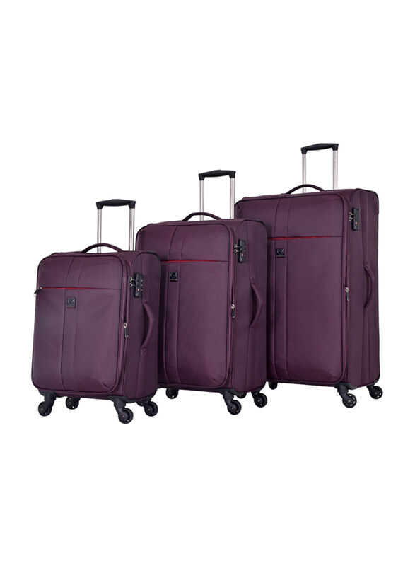 

Eminent 3-Piece Polyester Lightweight Expandable Soft Luggage Trolley Bag with 4 Wheeled & TSA Lock, V6101, Unisex, Purple