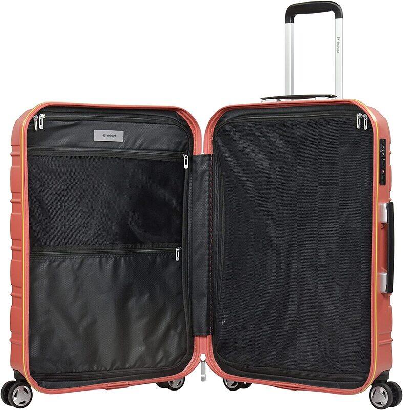 Eminent Makrolon Polycarbonate Lightweight Glamorous Hard Case Luggage with 4 Quiet Double Spinner Wheels and TSA Approved Lock KJ95 Brick Red