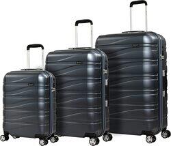 Eminent Makrolon Polycarbonate Lightweight Glamorous Hard Case Luggage with 4 Quiet Double Spinner Wheels and TSA Approved Lock KJ95 Carbon Grey