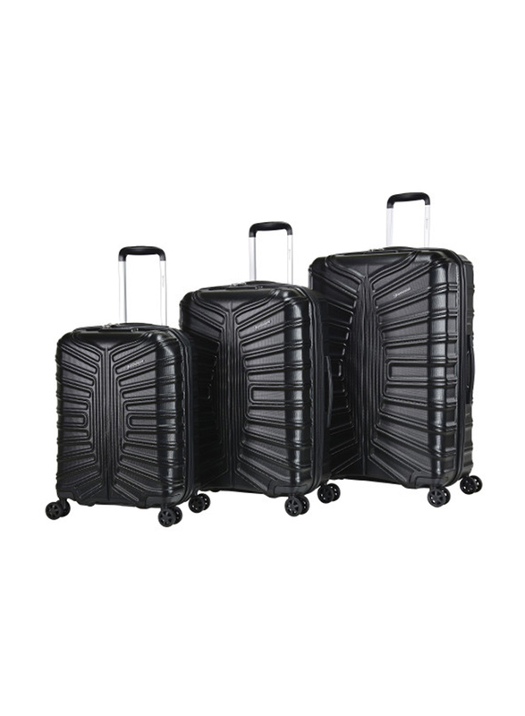 

Eminent 3-Piece Compound TPO Ultra Light Fashion Trolley Checked Luggage Bag with TSA Lock & 4 Quite 360° Double Spinner Wheels, KK30, Black