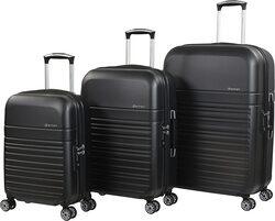 Eminent Hard Case Trolley Luggage Set of 3 Makrolon Polycarbonate Super Lightweight Anti Scratch Suitcases 4 Quiet Double Wheels TSA Lock KF91 Black