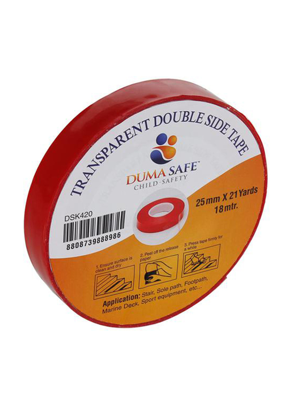 Duma Safe Transparent Double-Sided Tape, Red