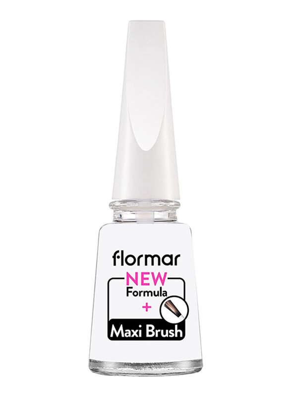 

Flormar Classic Nail Enamel with Maxi Brush, 301 Glass Effect, White