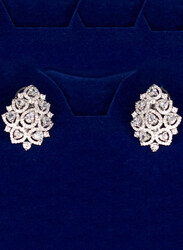 Glam Jewels The Jasmine Studs Earrings for Women, Silver