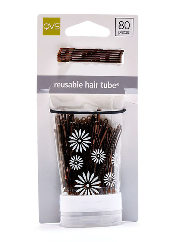 QVS 80 Pieces Reusable Bobby Hair Pins, Brown