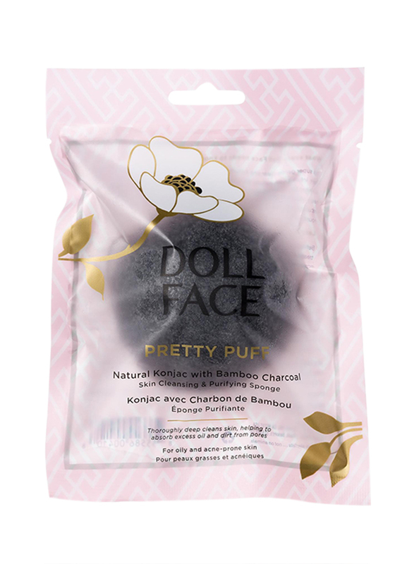 Doll Face Pretty Puff Konjac Sponge, Bamboo Charcoal