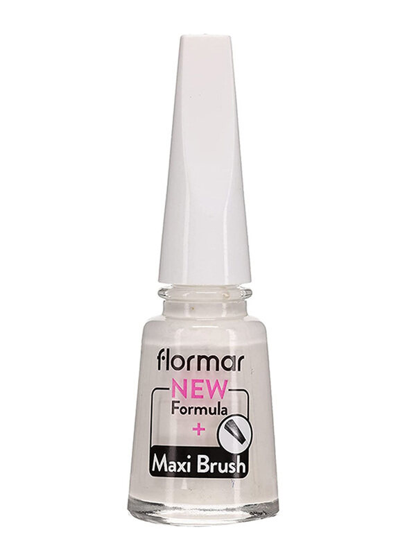 

Flormar Classic Nail Enamel with Maxi Brush, 400 Bright White, White