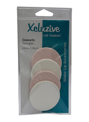 Xcluzive 4 Pieces Latex Cosmetic Sponges Round, Beige/White