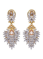 Glam Jewels The Delicate Leaf Dangle Earrings for Women, Yellow