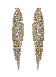 Glam Jewels Modern Twist Dangle Earrings for Women with Topaz Stone, Yellow/Silver