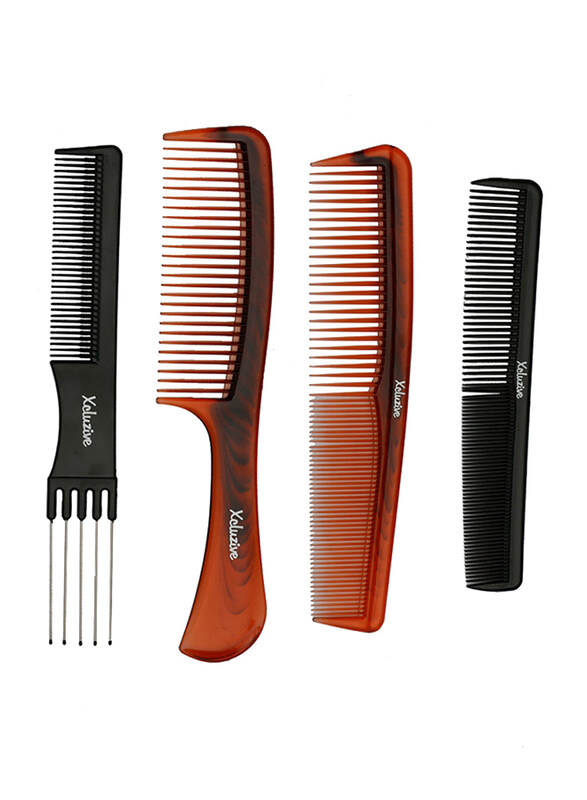 

Xcluzive 4 Pieces Family Combs Set, Brown/Black