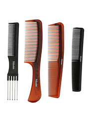 Xcluzive 4 Pieces Family Combs Set, Brown/Black