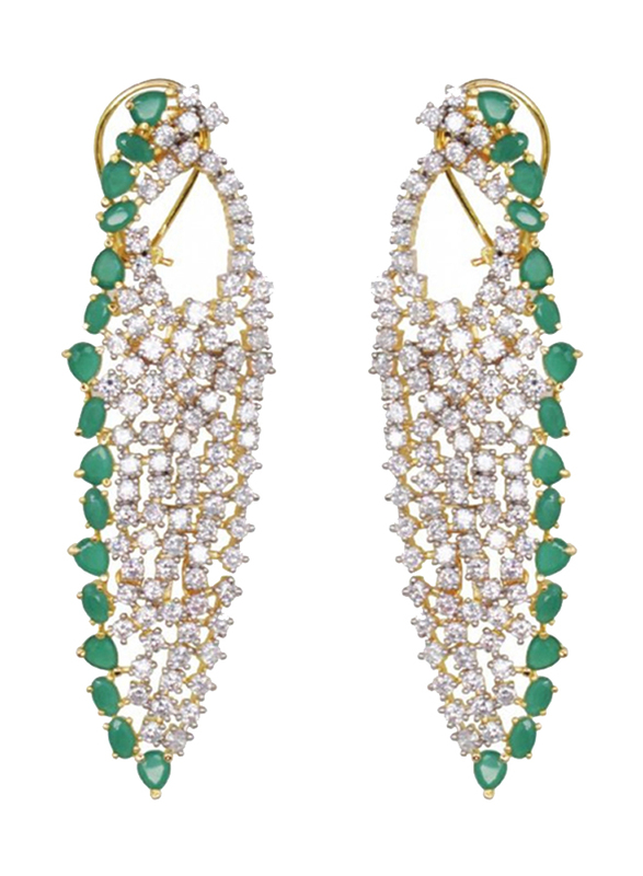 Glam Jewels Lady Luck Dangle Earrings for Women, Silver/Green