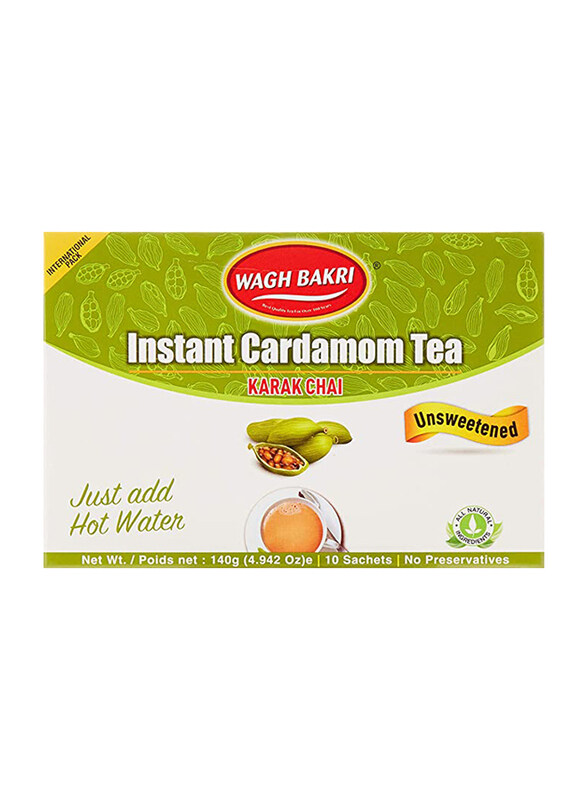 

Wagh Bakri Unsweetened Cardamon Instant Tea Premix, 10 Sachets x 140g