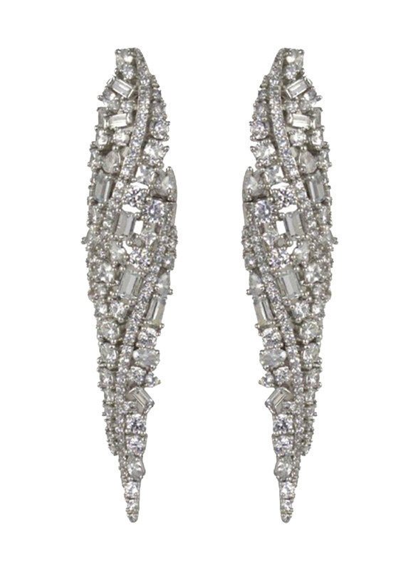 

Glam Jewelz Glam Jewels Modern Twist Dangle Earrings for Women, Silver