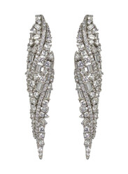 Glam Jewels Modern Twist Dangle Earrings for Women, Silver