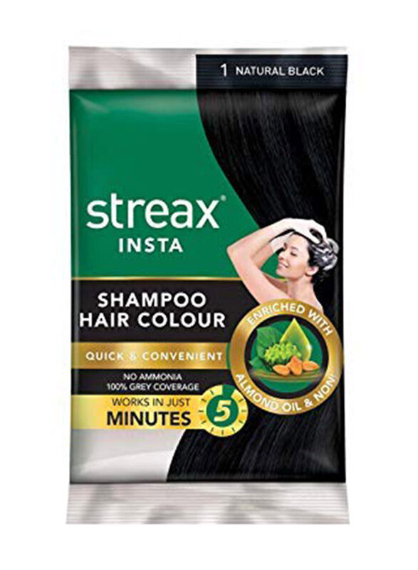 

Streax Insta Hair Colour Shampoo Sachet, 25ml, 1 Natural Black