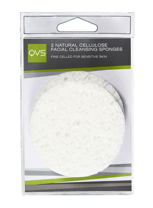 QVS 2 Pieces Natural Cellulose Facial Cleansing Sponges Small, White