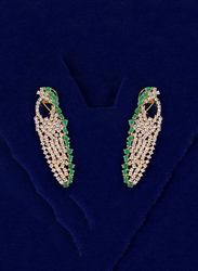 Glam Jewels Lady Luck Dangle Earrings for Women, Silver/Green