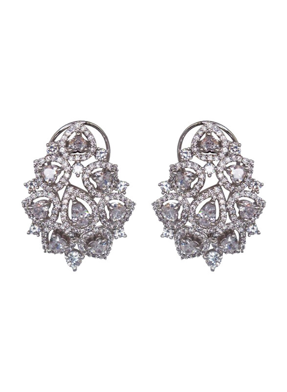 Glam Jewels The Jasmine Studs Earrings for Women, Silver