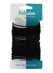 Xcluzive 40 Pieces Thin Pony Tailers, Black