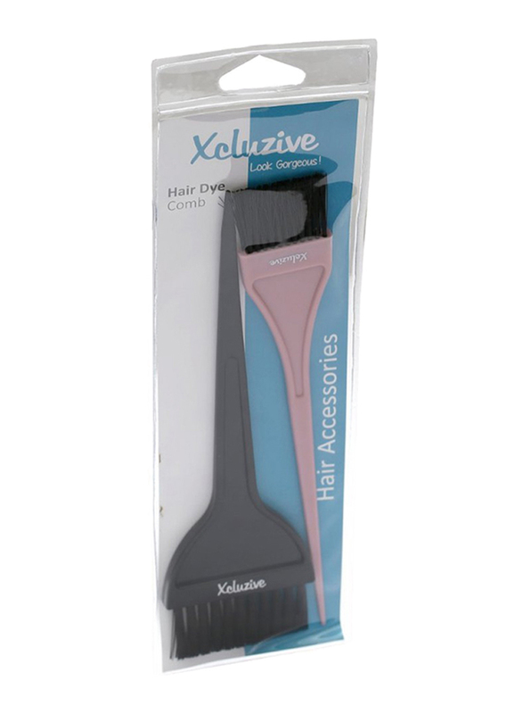 Xcluzive 2 Pieces Hair Dye Comb Set, Black/Peach