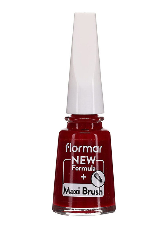 

Flormar Classic Nail Enamel with Maxi Brush, 406 Dark Red, Red