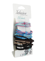 Xcluzive 12 Pieces Twisted Pony Tailers, Black/Blue/Pink/Brown