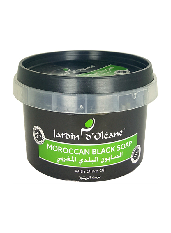 Jardin d'Oleane Moroccan Baladi Black Soap with Olive Oil, 250gm