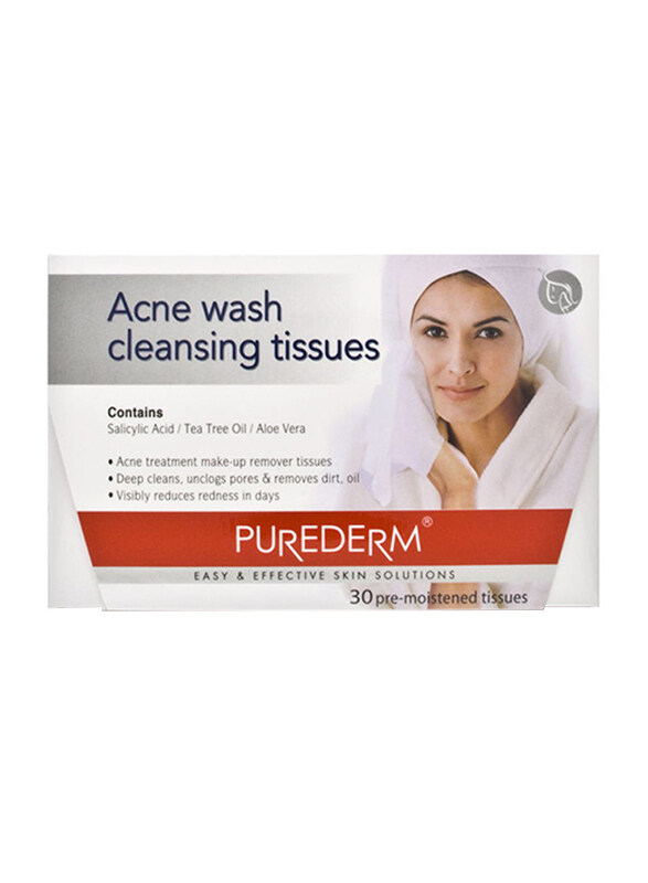 

Purederm Pu-Ads111 Acne Wash Cleansing Tissues, 30 Pieces