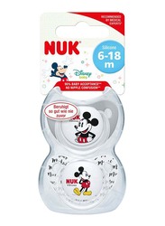 Nuk Disney Mickey Trendline Silcone Soother, 6-18 Months, 2 Piece, Grey