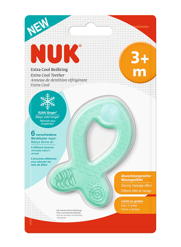 Nuk Extra Cool Teether with Cooling and Massaging Effect, 3 Months+, Green Eye