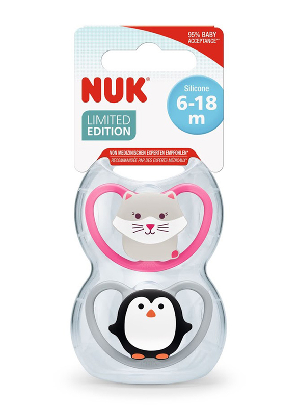 NUK Space Silicone Soother, 6-18 Months, 4 Pieces, Multicolour