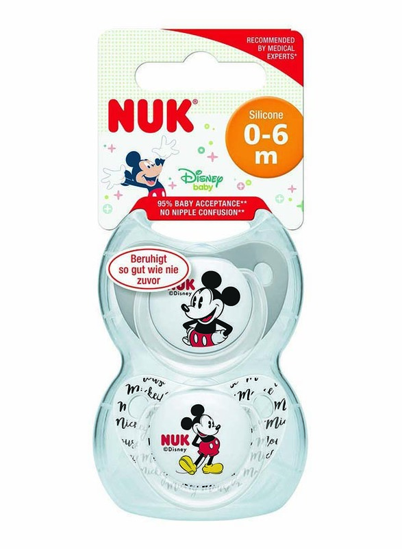 Nuk Disney Mickey Trendline Silcone Soother, 0-6 Months, 2 Piece, Grey