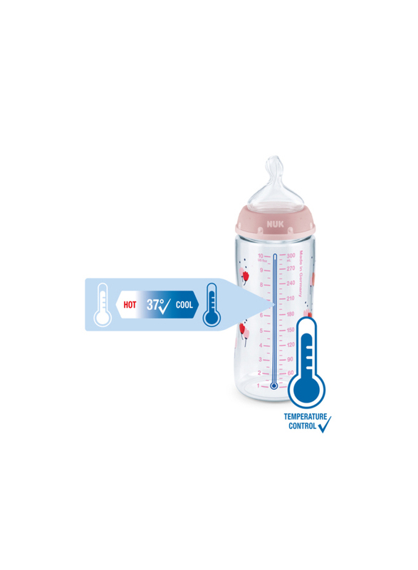 NUK First Choice Plus PP Baby Feeding Bottle, 300ml, 0-6 Months, Multicolour