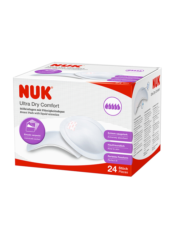 Nuk Ultra Dry Comfort Breast Pads, 24 Piece, White