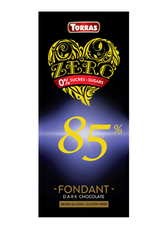 Torras Gluten Free Zero 85% Dark Chocolate Tablet Bar, 100g