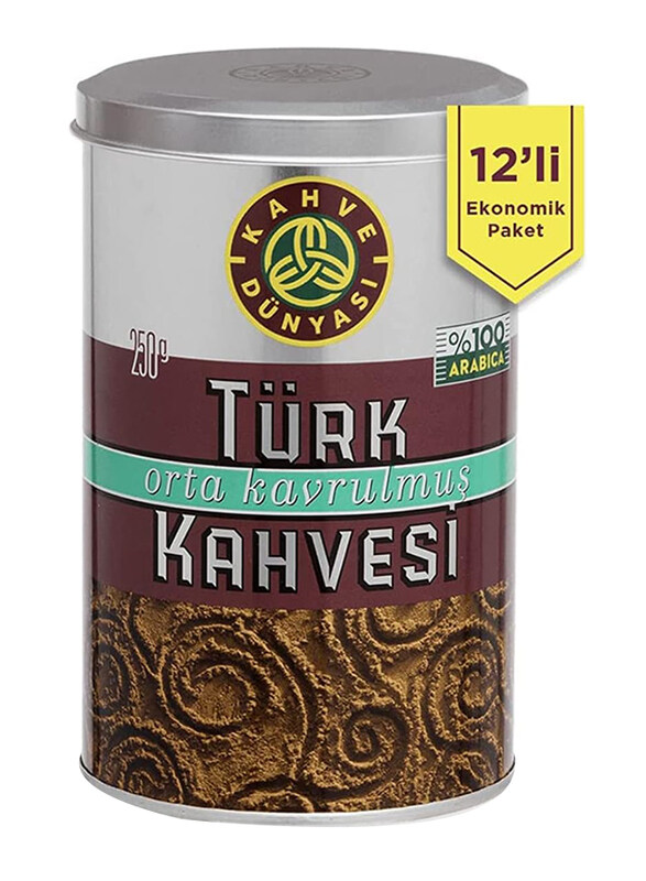 

Kahve Dunyasi Medium Roast Turkish Coffee in Metal Box, 12 x 250g